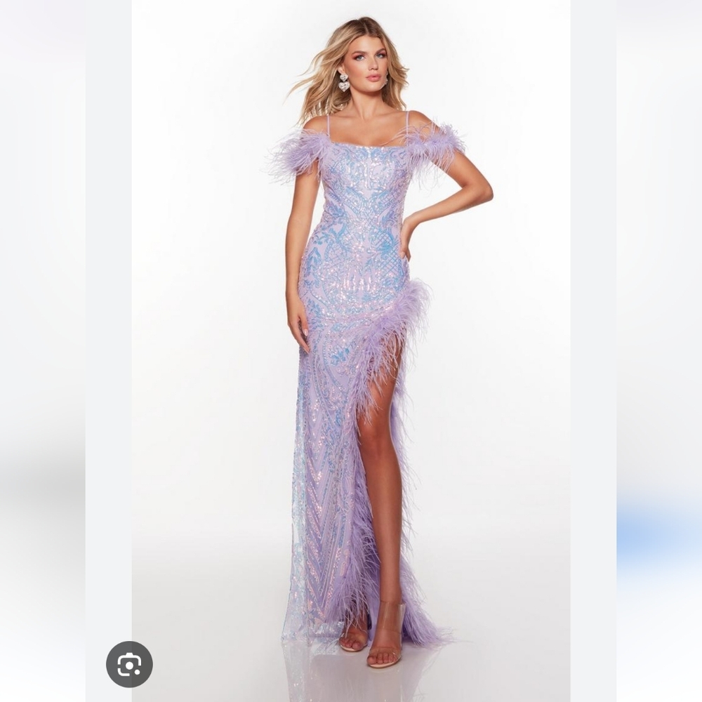 Alyce In Paris Lilac Elegant Sequin Feather Gown